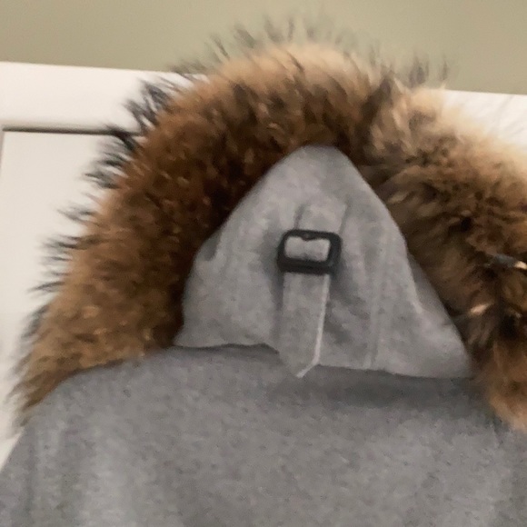 SAM MINI DELANCEY GRAY WOOL RACOON FUR TRIM JACKET FELT PARKA COAT ANORAK SIZEXS - Picture 6 of 11